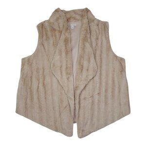 Cato Faux Fur Beige Sleeveless Vest XL Polyester Womens Outerwear Side Pockets